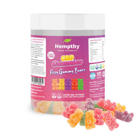 Hempthy 1200mg CBD Fizzy Gummy Bears - 40 pieces